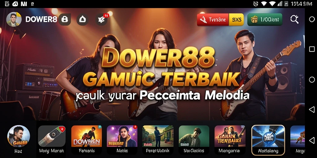 Screenshot DOWER88 menunjukkan antarmuka permainan musik yang menarik dan interaktif.