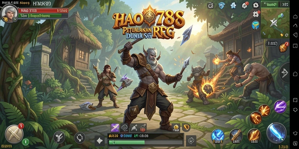 Screenshot menampilkan pertarungan epik dalam gameplay RPG HAO788.