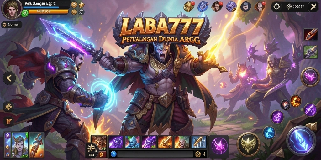Tangkapan layar utama LABA777 dengan aksi pertarungan ARPG yang menegangkan.
