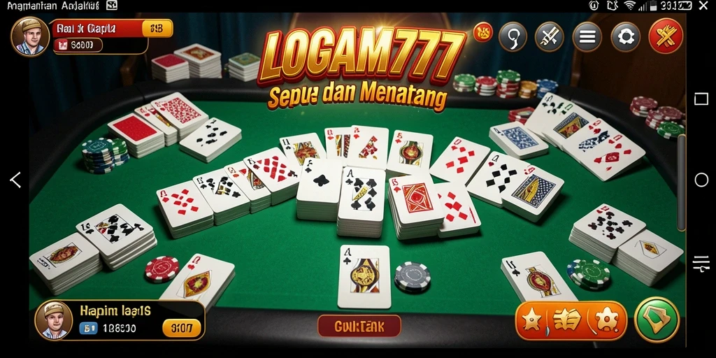 Screenshot gameplay seru dari LOGAM777 yang menampilkan pertandingan Gaple.